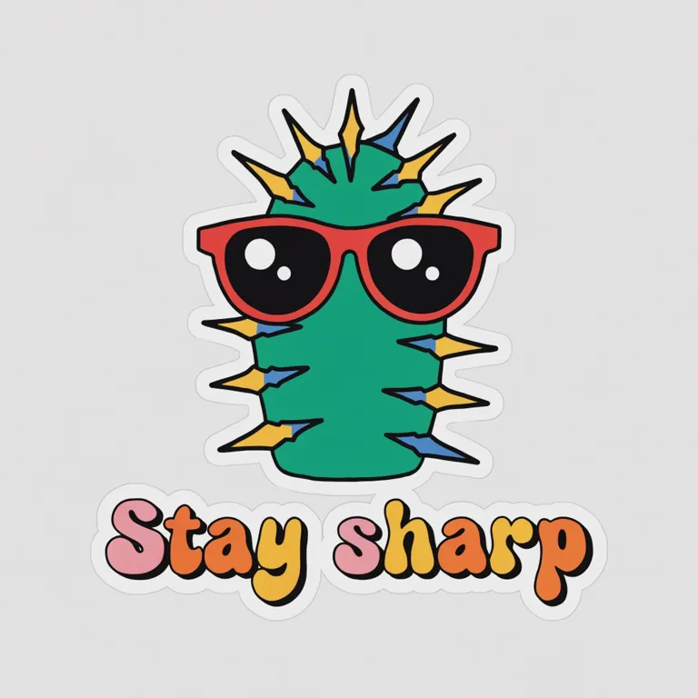 A cactus sticker with a pun