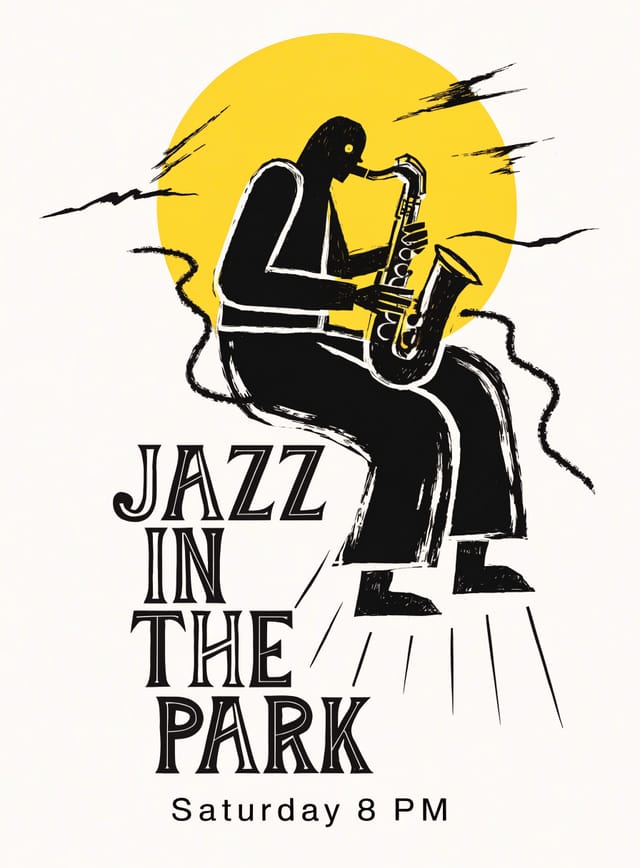 Ein Linolschnitt-Plakat für einen Jazzabend
