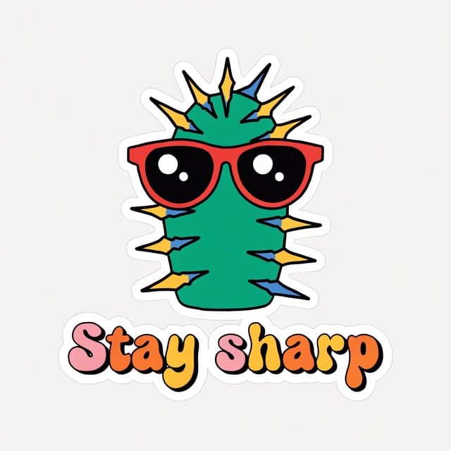Ein Kaktus-Sticker mit Wortwitz